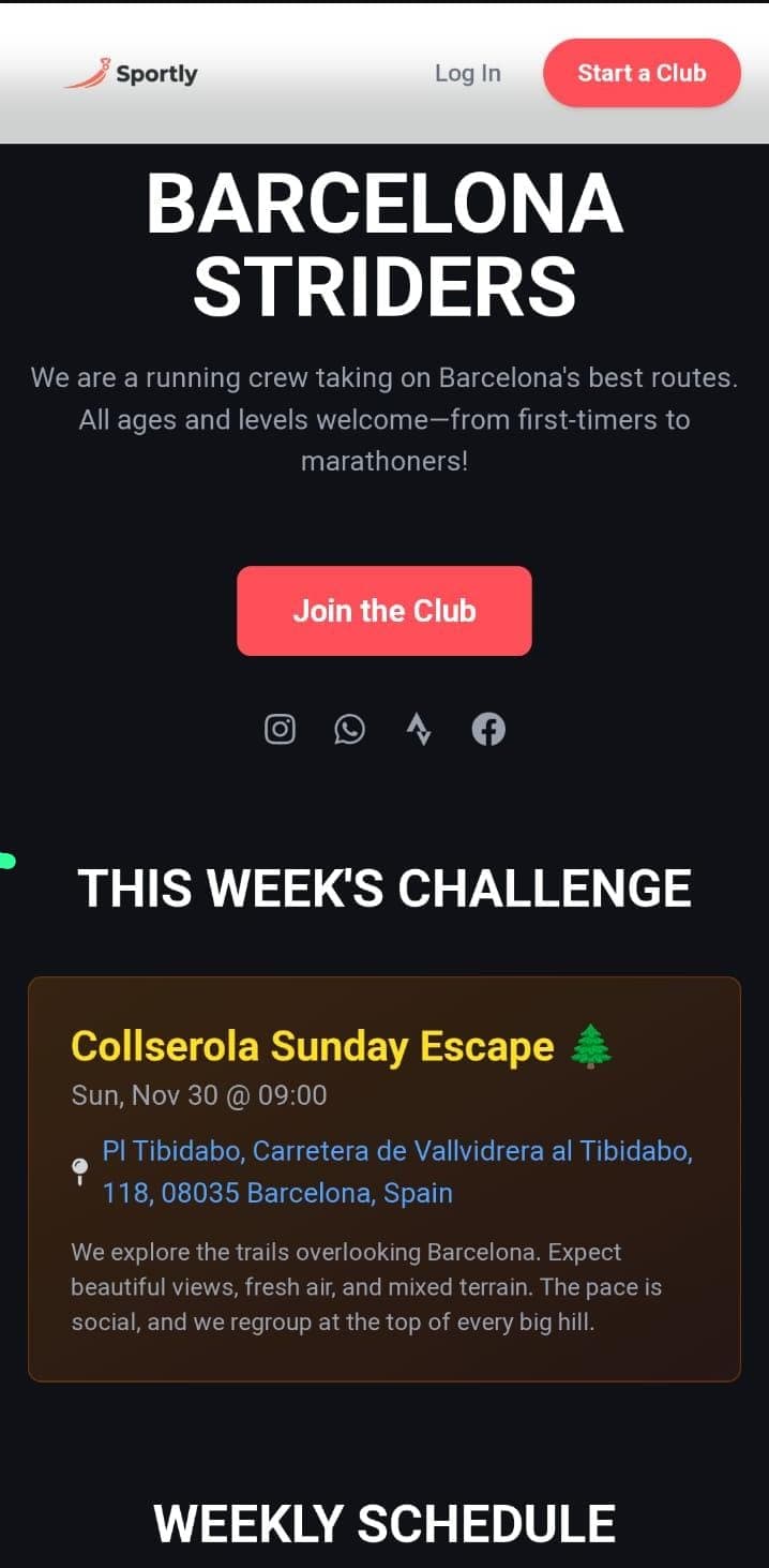 Sportly App Interface